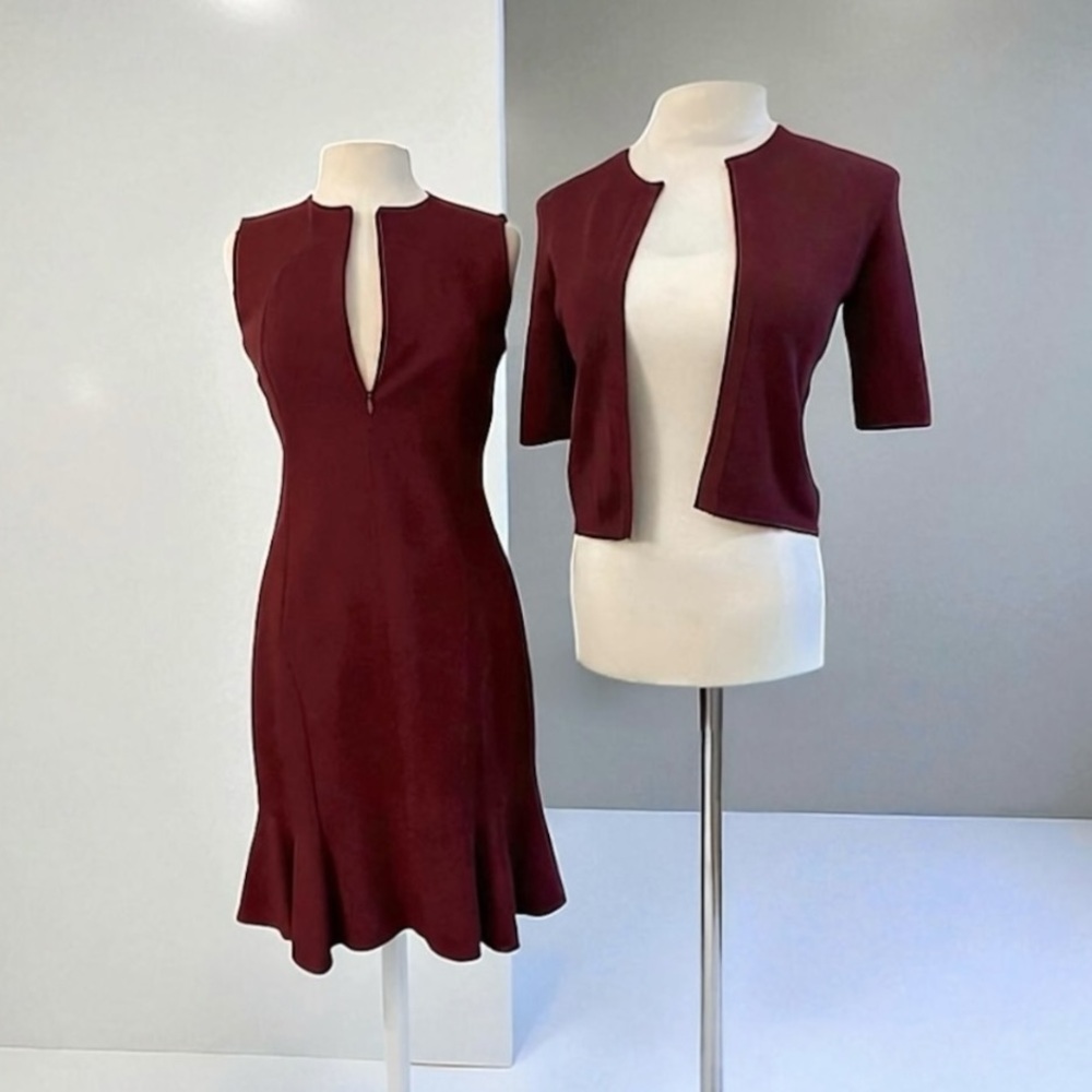 AKRIS PUNTO CRIMSON DRESS SWEATER 2 PIECE SET SIZE US 8
